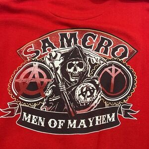 Sons of Anarchy SAMCRO Men of Mayhem Red Hoodie Pullover Motorcycle‎ TV Show